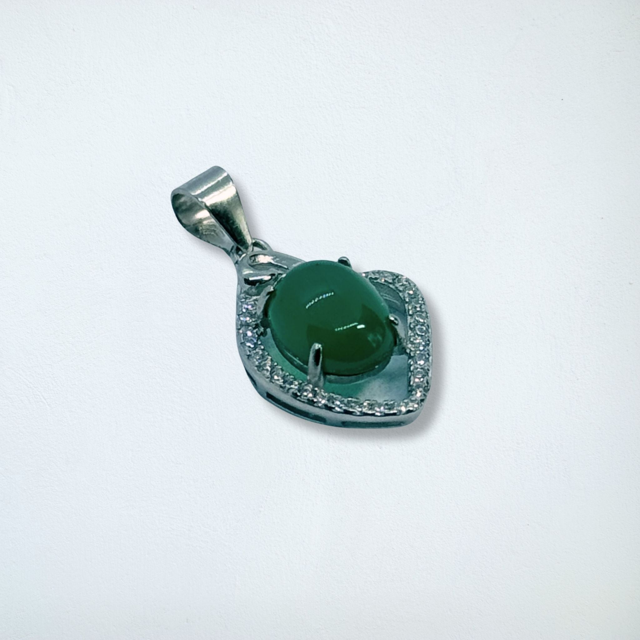 Pendentif - Chrysoprase AA Zirconium - Argent 925 - Ovale 10 mm Précieuse Lucie