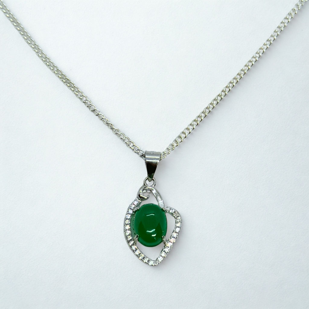 Pendentif - Chrysoprase AA Zirconium - Argent 925 - Ovale 10 mm Précieuse Lucie