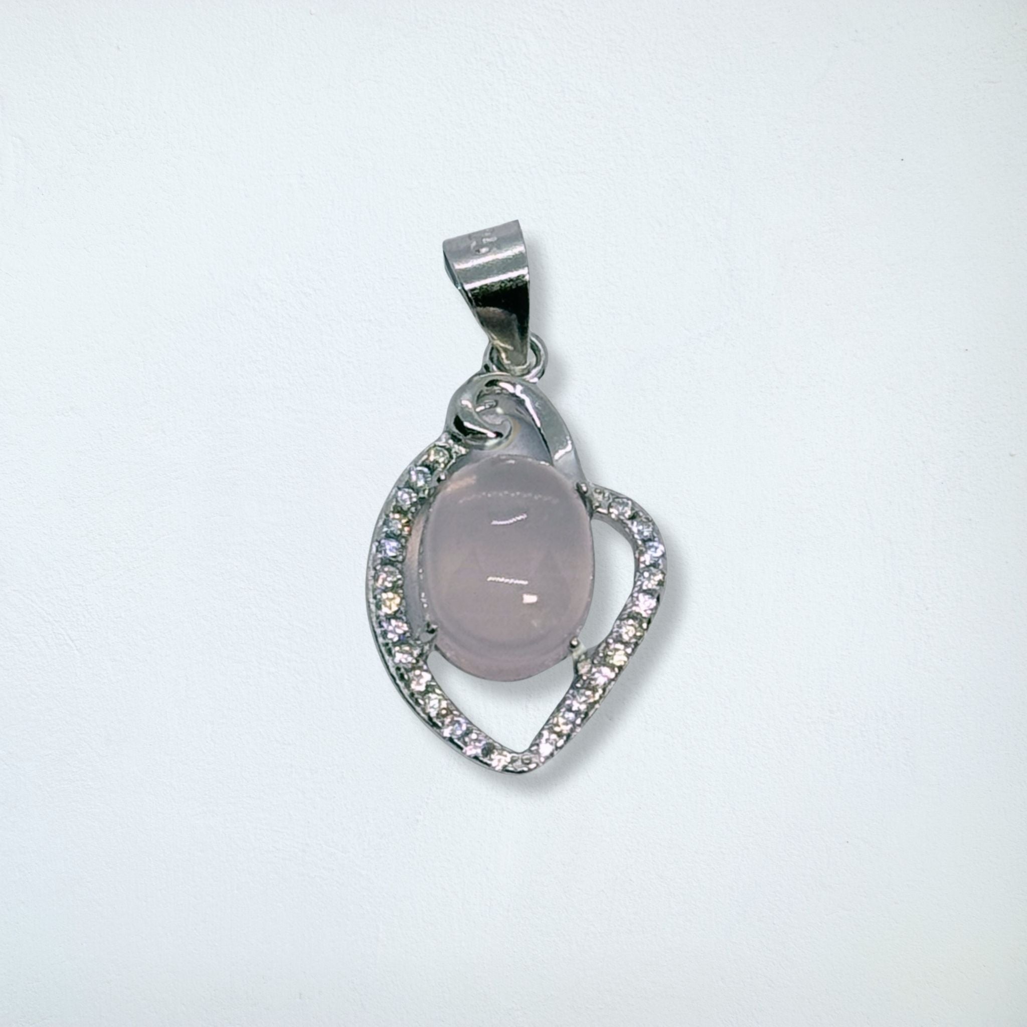Pendentif - Quartz rose AA+ Madagascar - Argent 925 - Ovale 10 mm Précieuse Lucie