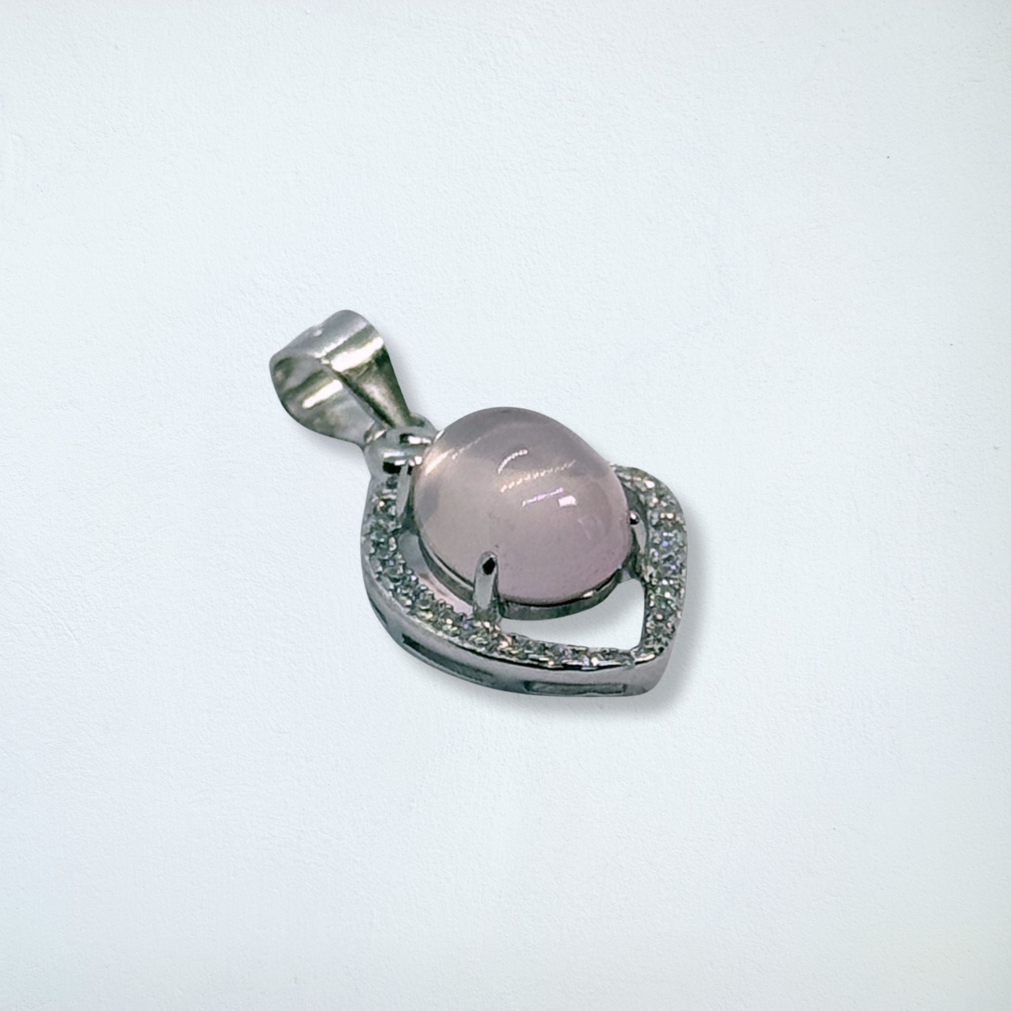 Pendentif - Quartz rose AA+ Madagascar - Argent 925 - Ovale 10 mm Précieuse Lucie