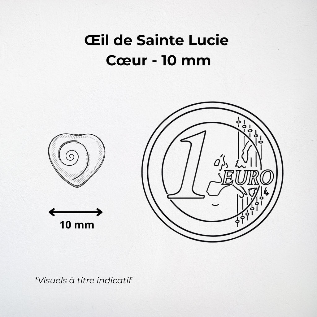 Pendentif Cœur - Œil de Sainte Lucie Argent 925 - 10 mm Dos fermé Précieuse Lucie