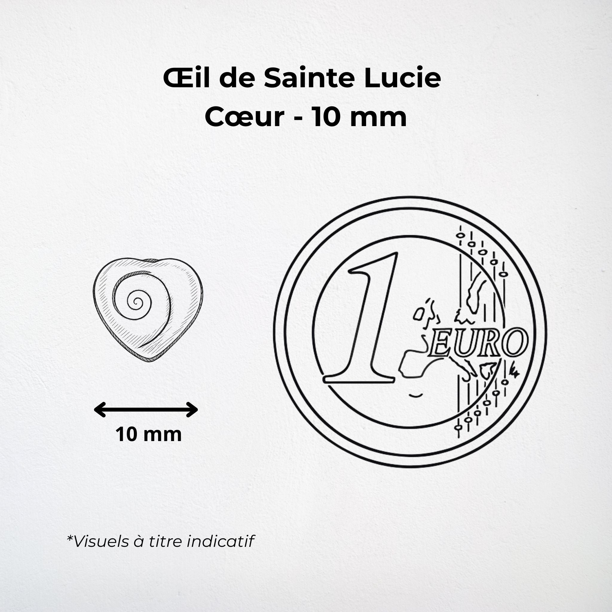 Pendentif Cœur - Œil de Sainte Lucie Argent 925 - 10 mm Dos fermé Précieuse Lucie
