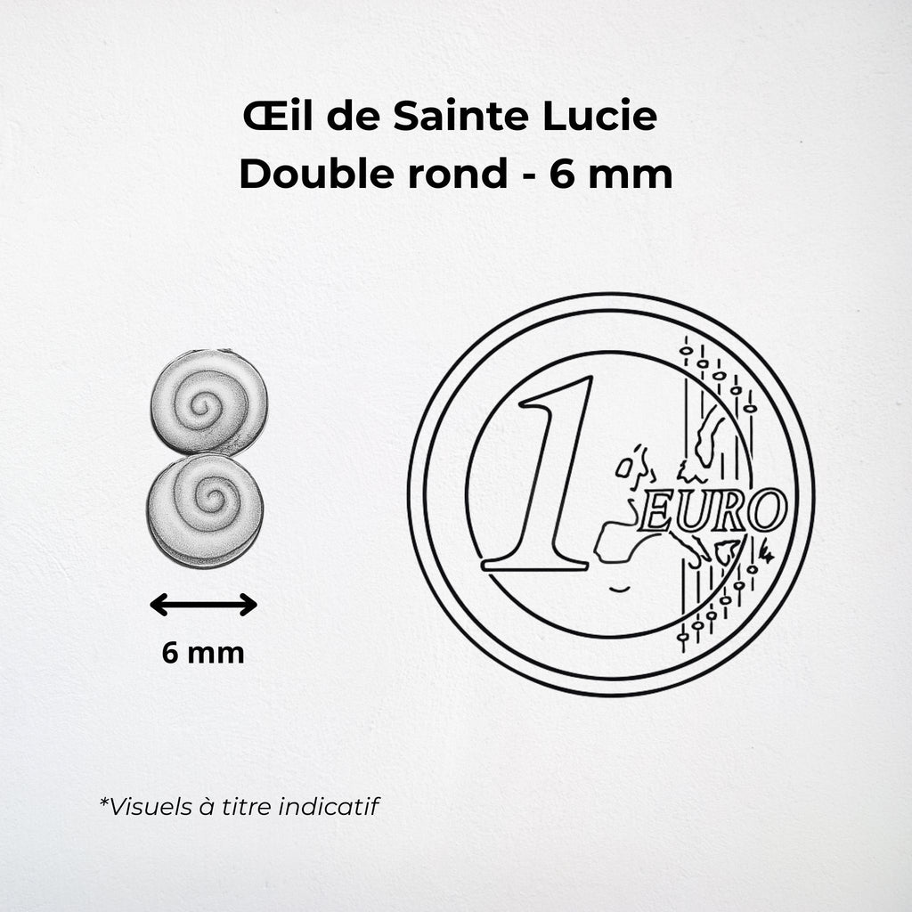 Boucles d'oreilles - Œil de Sainte Lucie Argent 925 - Double rond 6 mm Précieuse Lucie