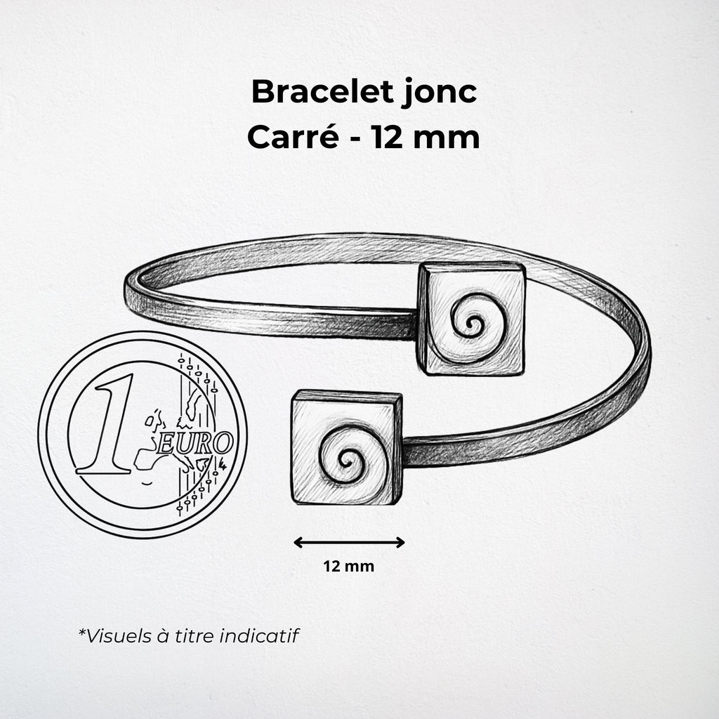 Bracelet Jonc - Œil de Sainte Lucie Argent 925 - Carré 12 mm Précieuse Lucie