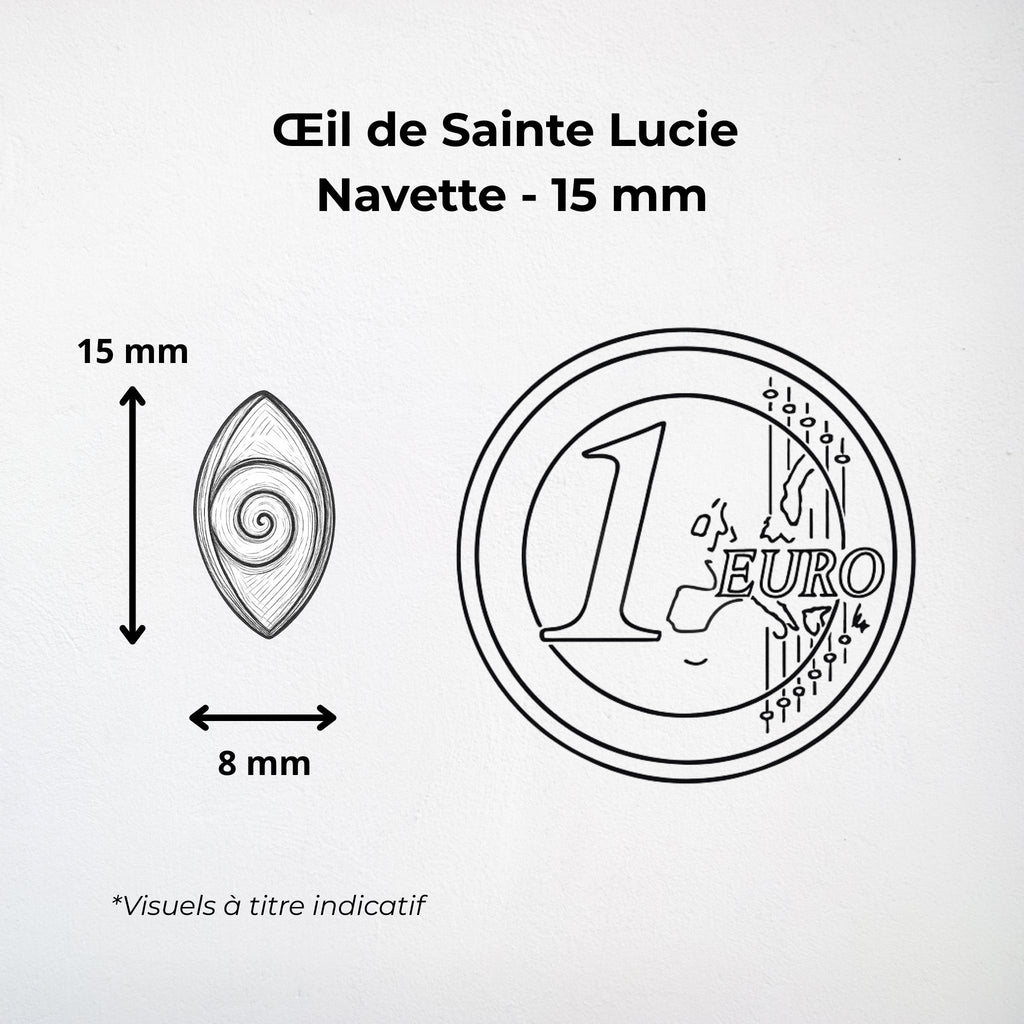 Pendentif Navette - Œil de Sainte Lucie Argent 925 - 15 mm Dos fermé Précieuse Lucie