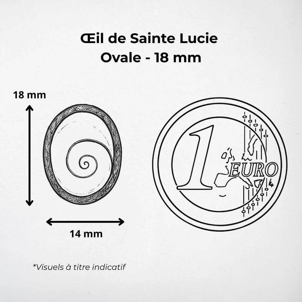 Pendentif Ovale - Œil de Sainte Lucie Argent 925 Corail - 18 mm Dos fermé Précieuse Lucie