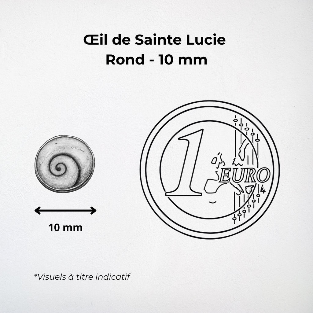 Pendentif Rond - Œil de Sainte Lucie - Chapeau Argent 925 - 10 mm Dos ouvert Précieuse Lucie