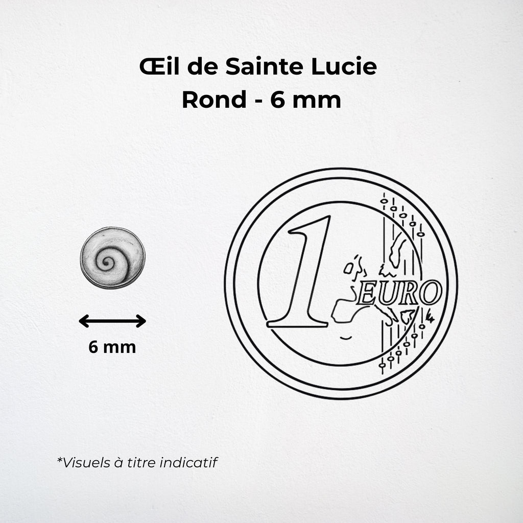 Boucles d'oreilles puces - Œil de Sainte Lucie Argent 925 - Rond 6 mm Précieuse Lucie