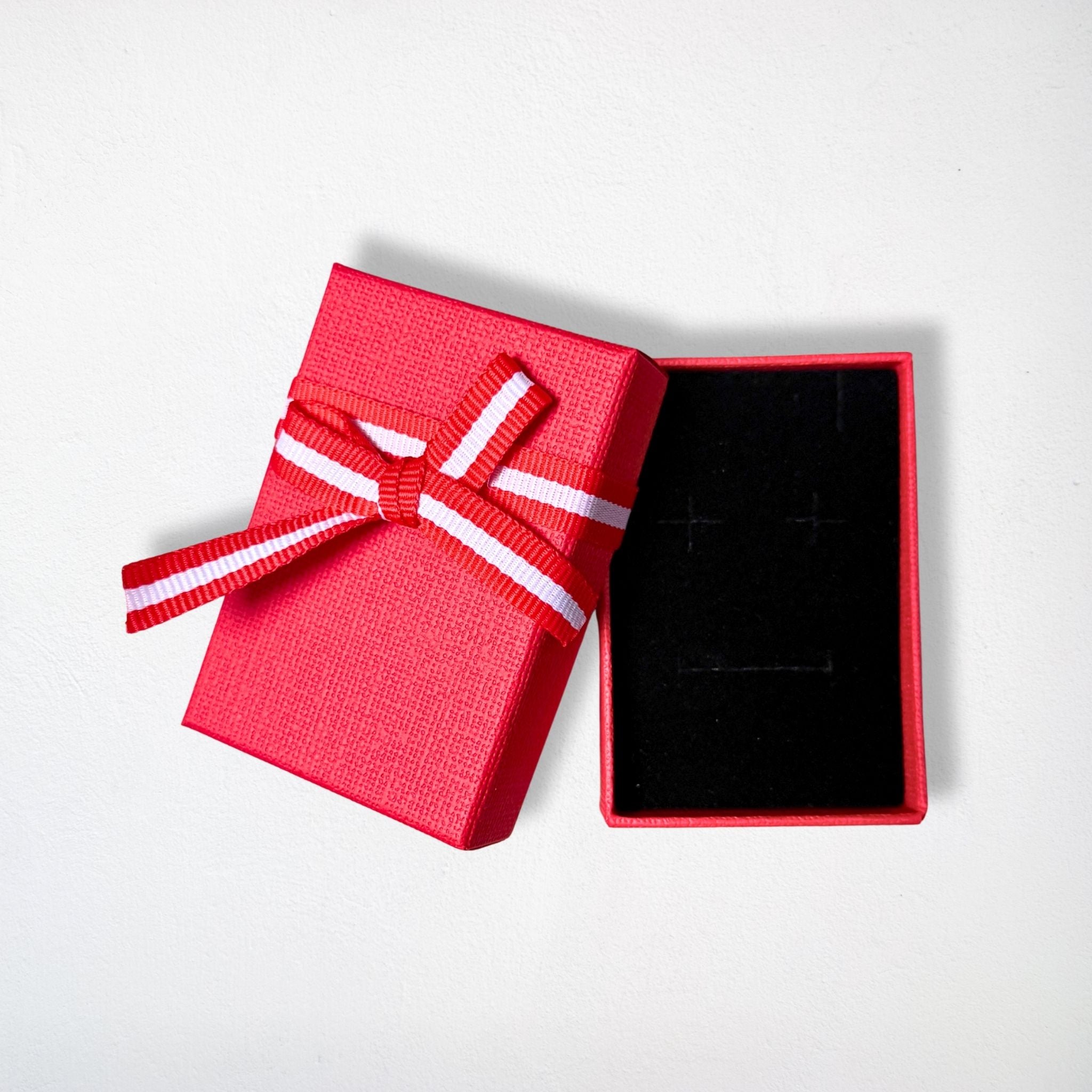 Écrin à Bijoux Parure - Rouge Texturé avec Nœud – 7,5 x 5 cm