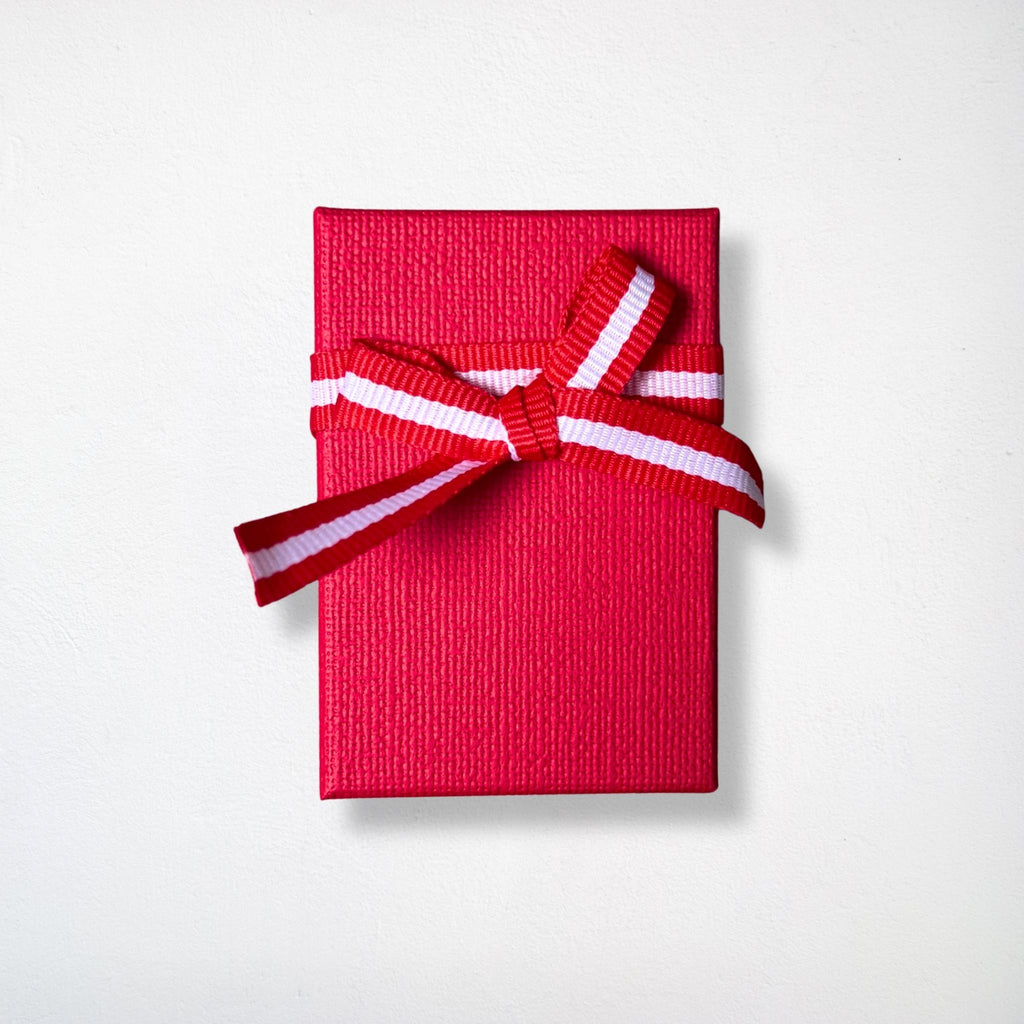 Écrin à Bijoux Parure - Rouge Texturé avec Nœud – 7,5 x 5 cm