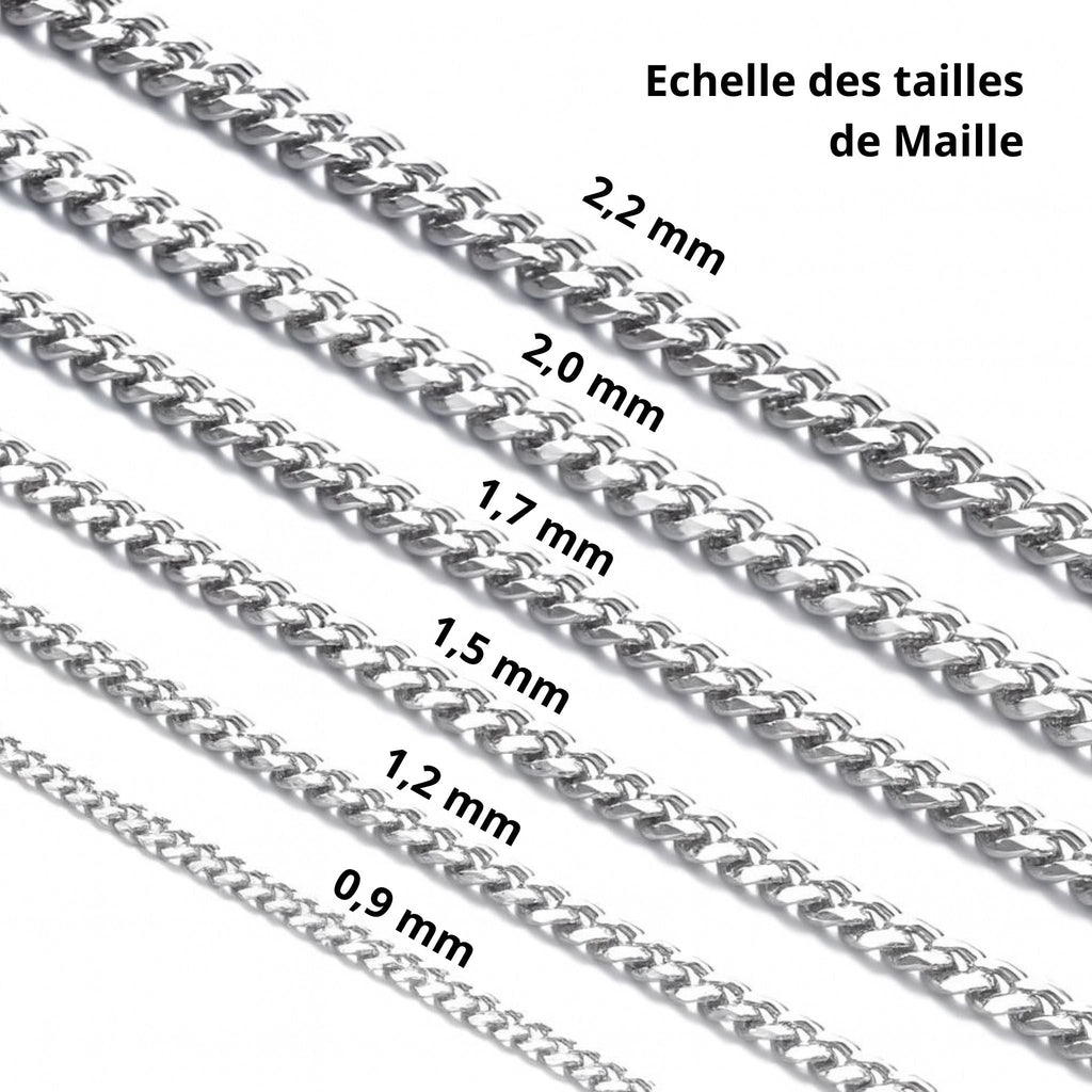 Chaîne Argent massif 925 - Maille Gourmette diamantée - 1,2 mm 45 cm Précieuse Lucie