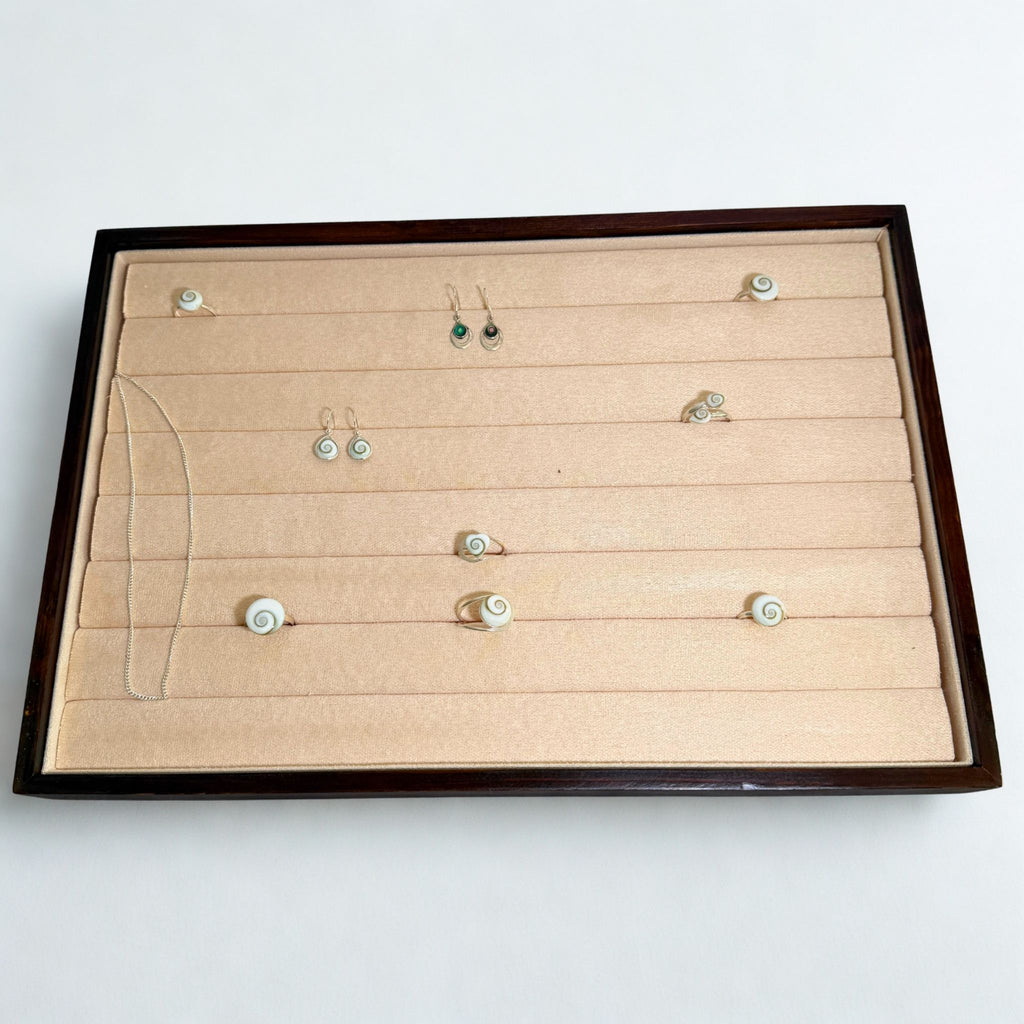 Présentoir Plateau - Bois suédine beige - Bagues