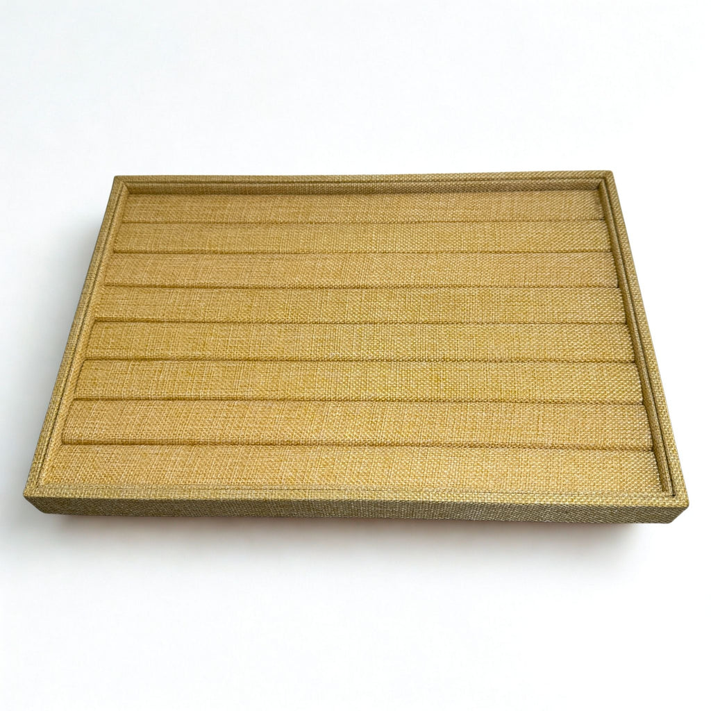 Présentoir Plateau - Toile de jute beige - Bagues