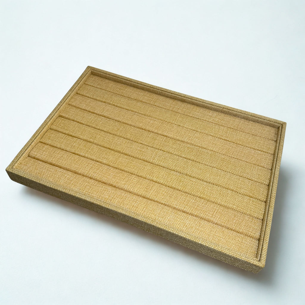 Présentoir Plateau - Toile de jute beige - Bagues