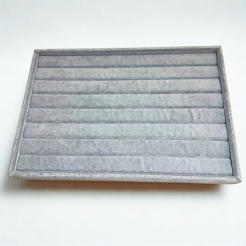 Présentoir Plateau - Velours gris - Bagues