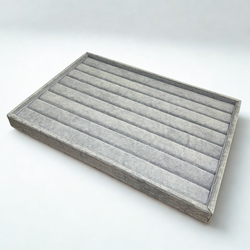 Présentoir Plateau - Velours gris - Bagues