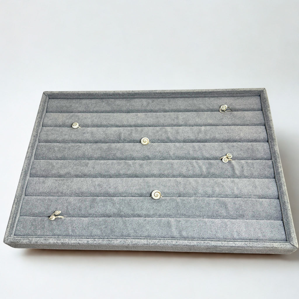 Présentoir Plateau - Velours gris - Bagues
