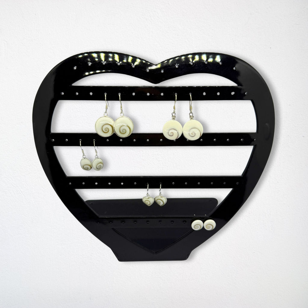 Présentoir forme coeur - Acrylique noir - Boucles d'oreilles Précieuse Lucie