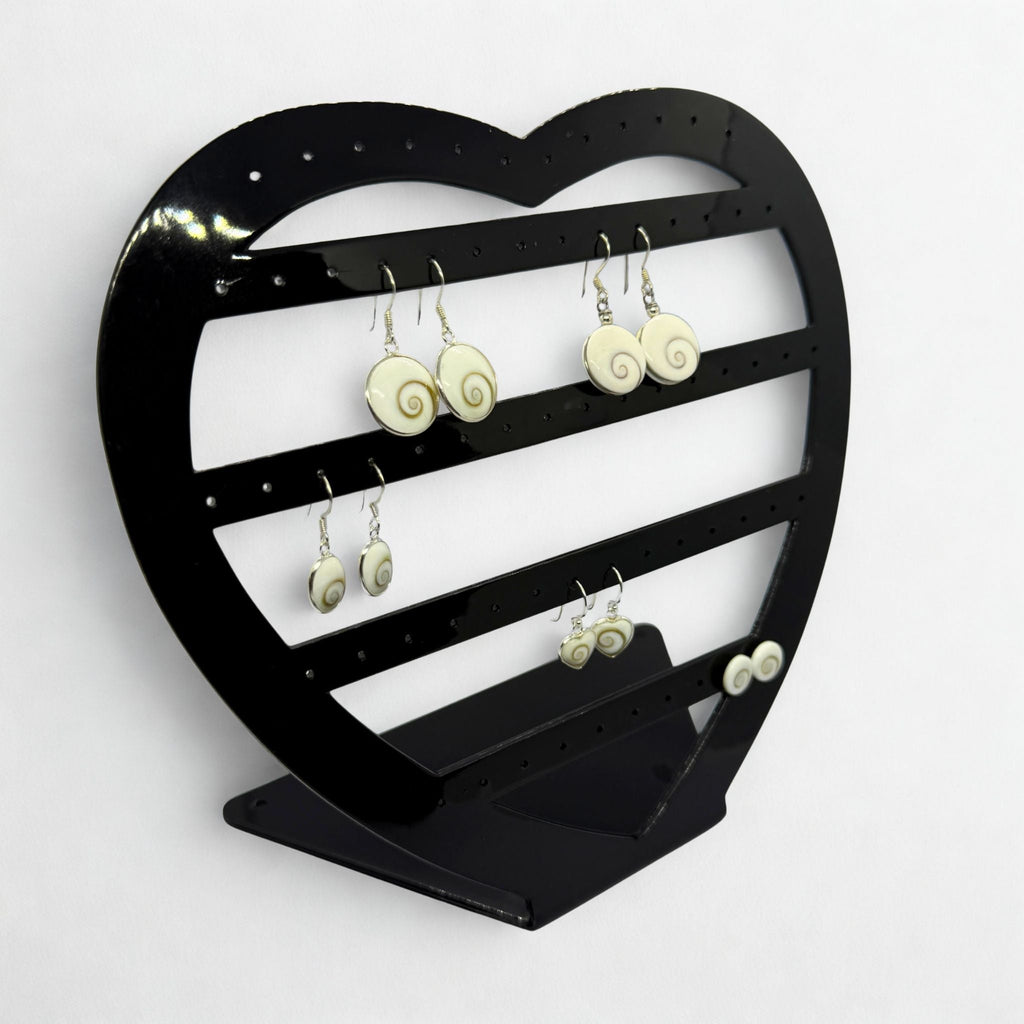 Présentoir forme coeur - Acrylique noir - Boucles d'oreilles Précieuse Lucie