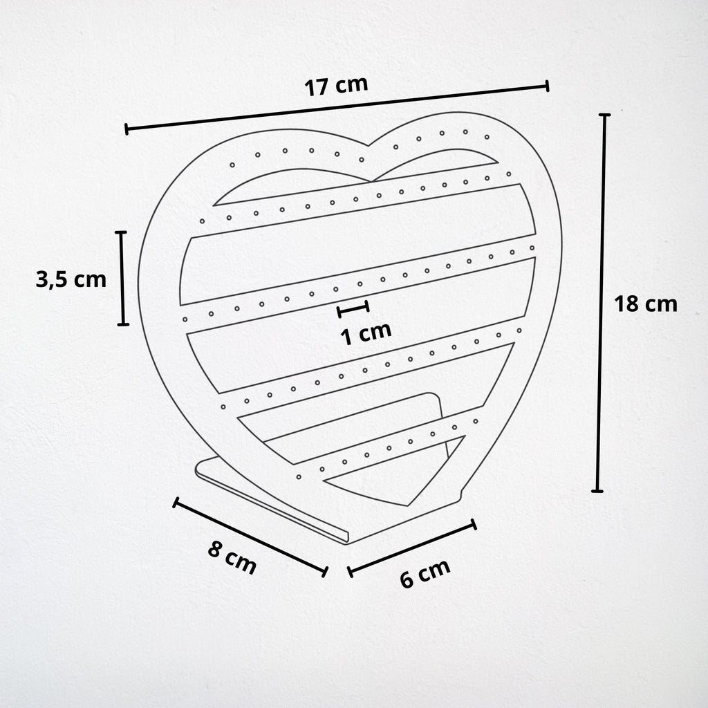 Présentoir forme coeur - Acrylique noir - Boucles d'oreilles Précieuse Lucie