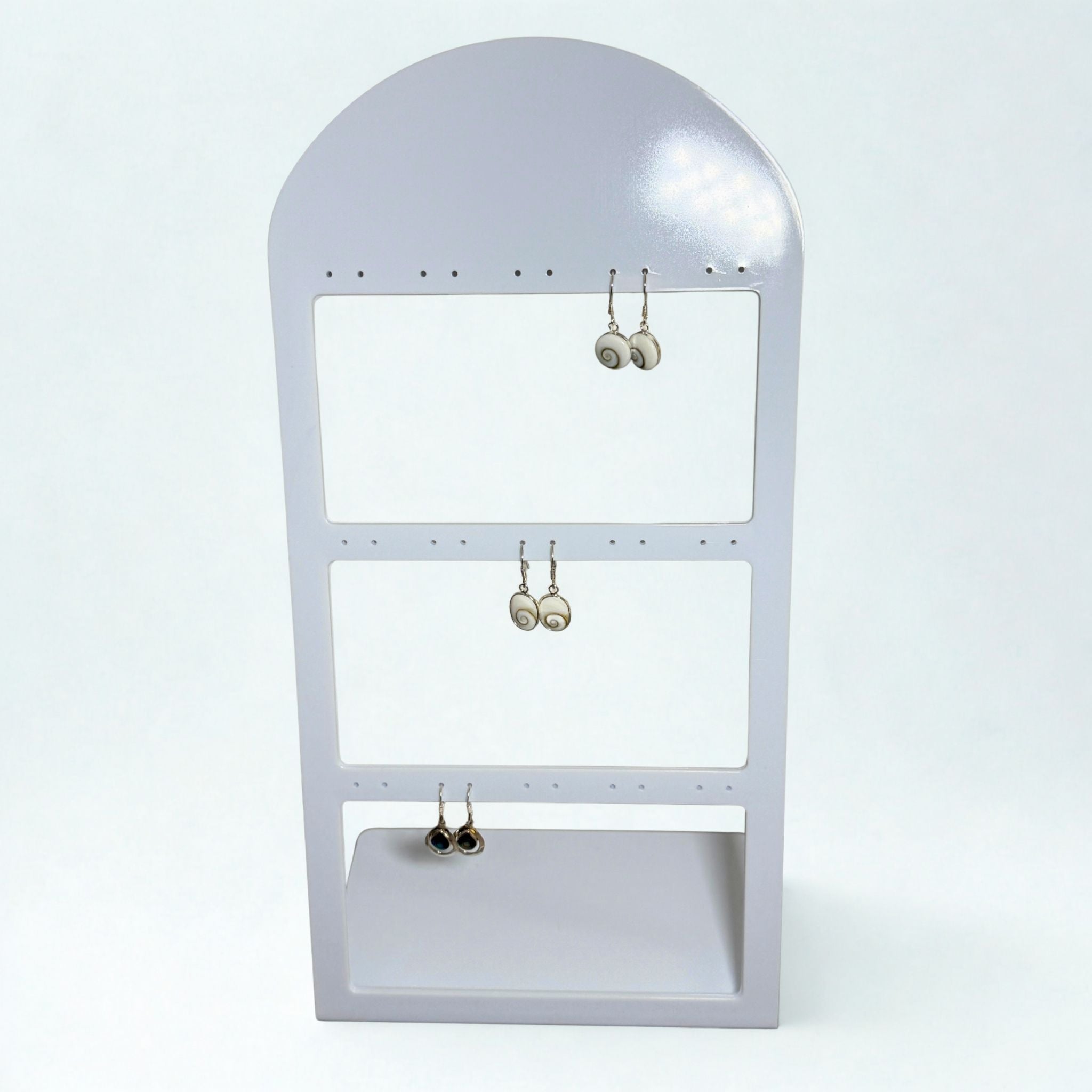 Présentoir forme arrondi - Acrylique blanc - Boucles d'oreilles