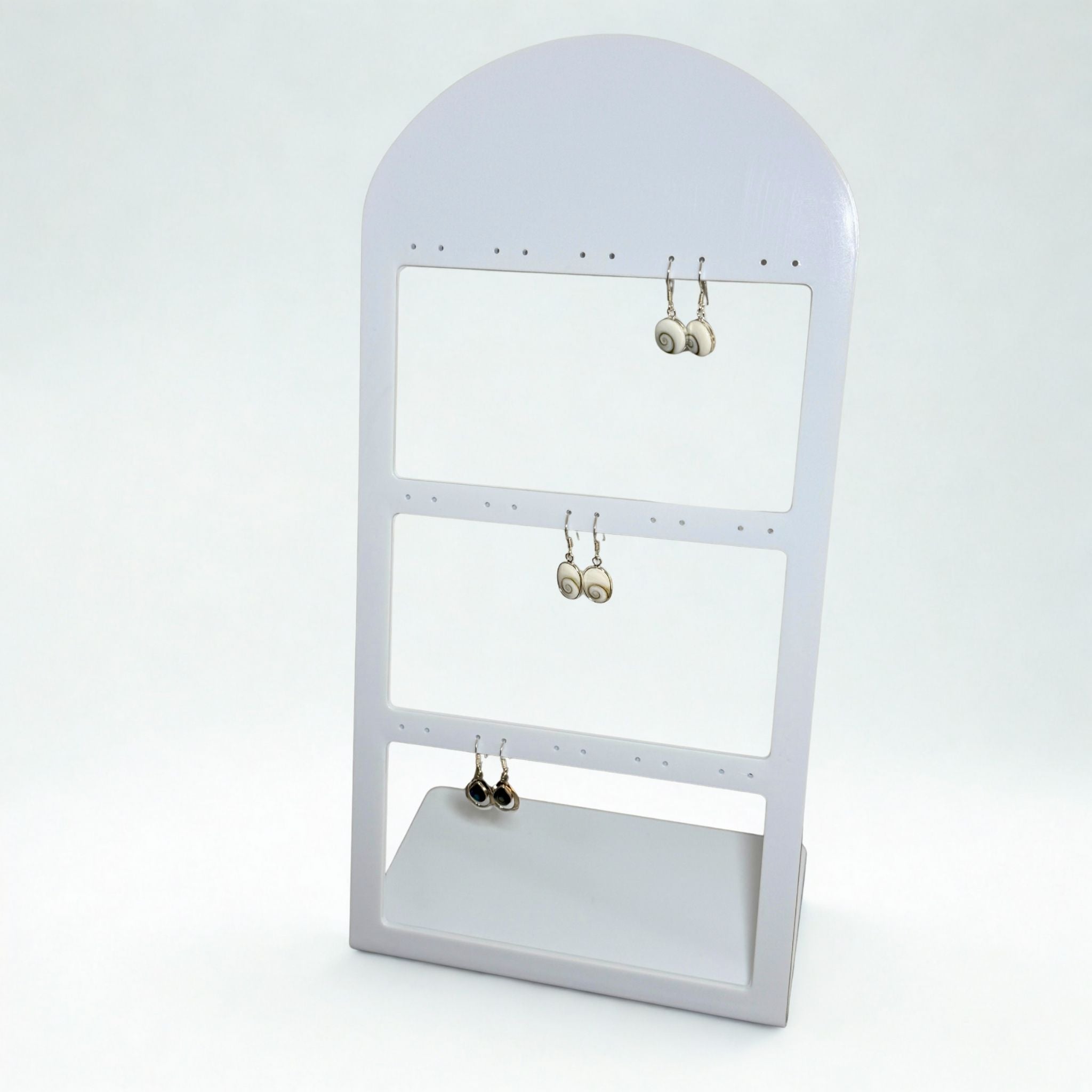 Présentoir forme arrondi - Acrylique blanc - Boucles d'oreilles