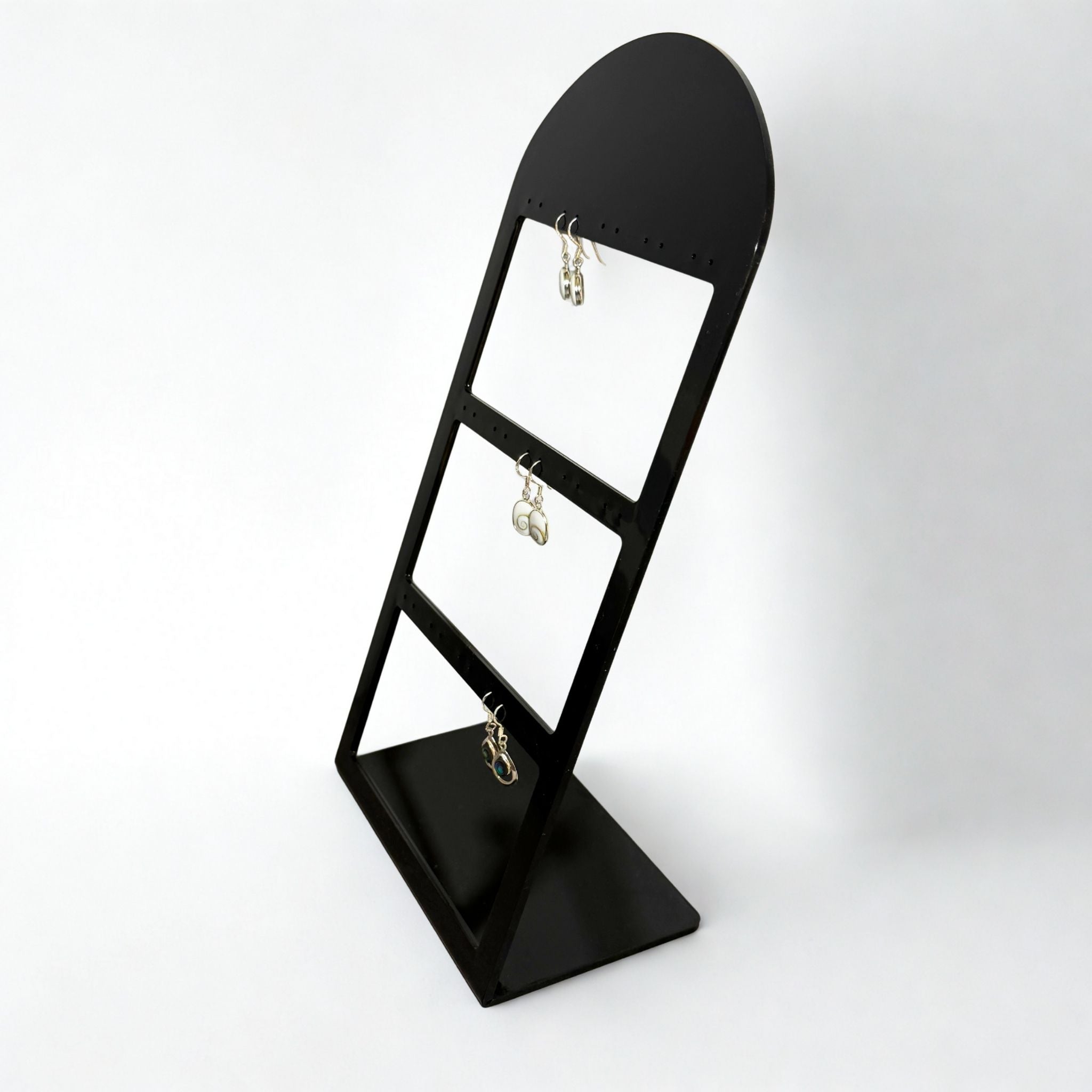 Présentoir forme arrondi - Acrylique noir - Boucles d'oreilles