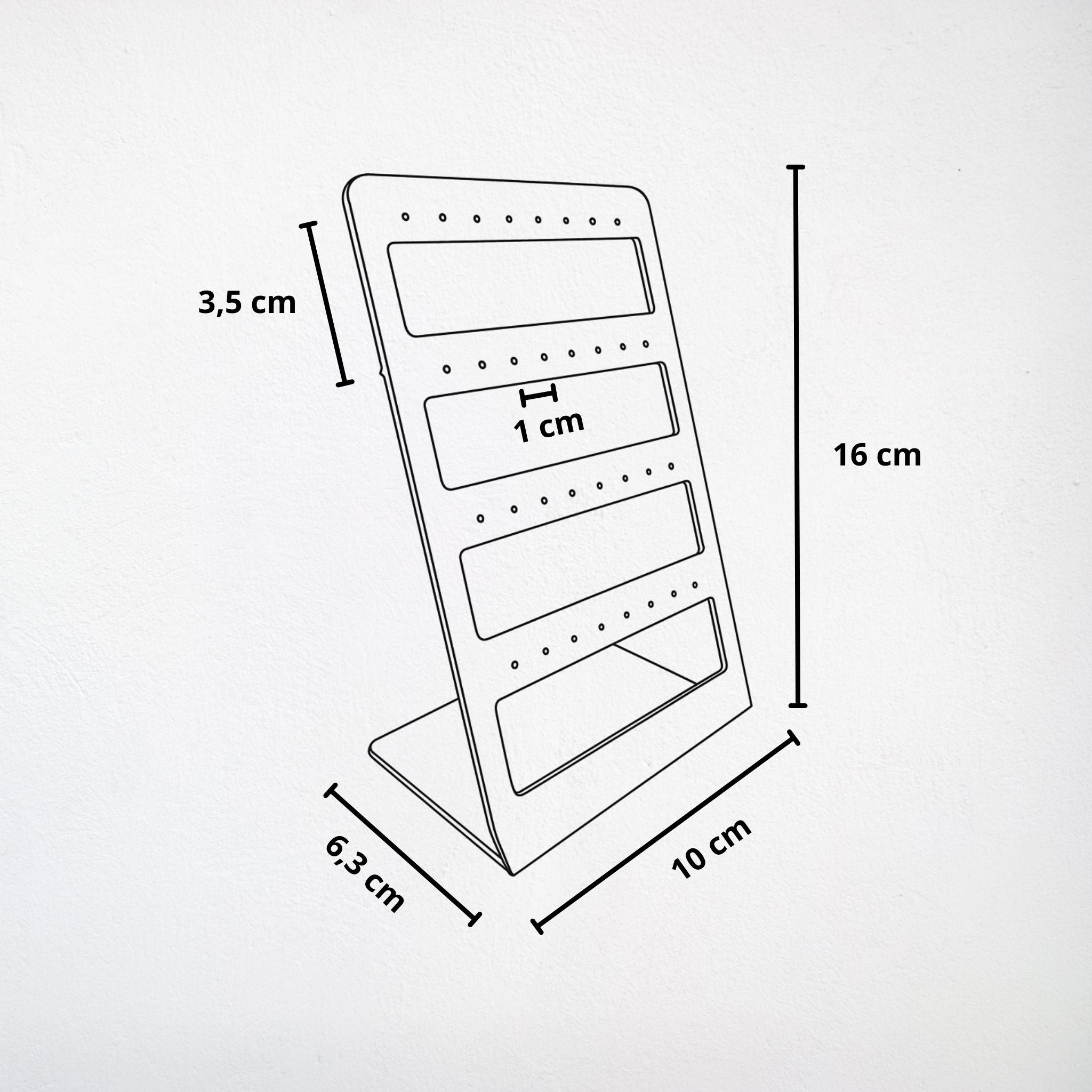 Présentoir forme rectangle - Acrylique transparent - Boucles d'oreilles