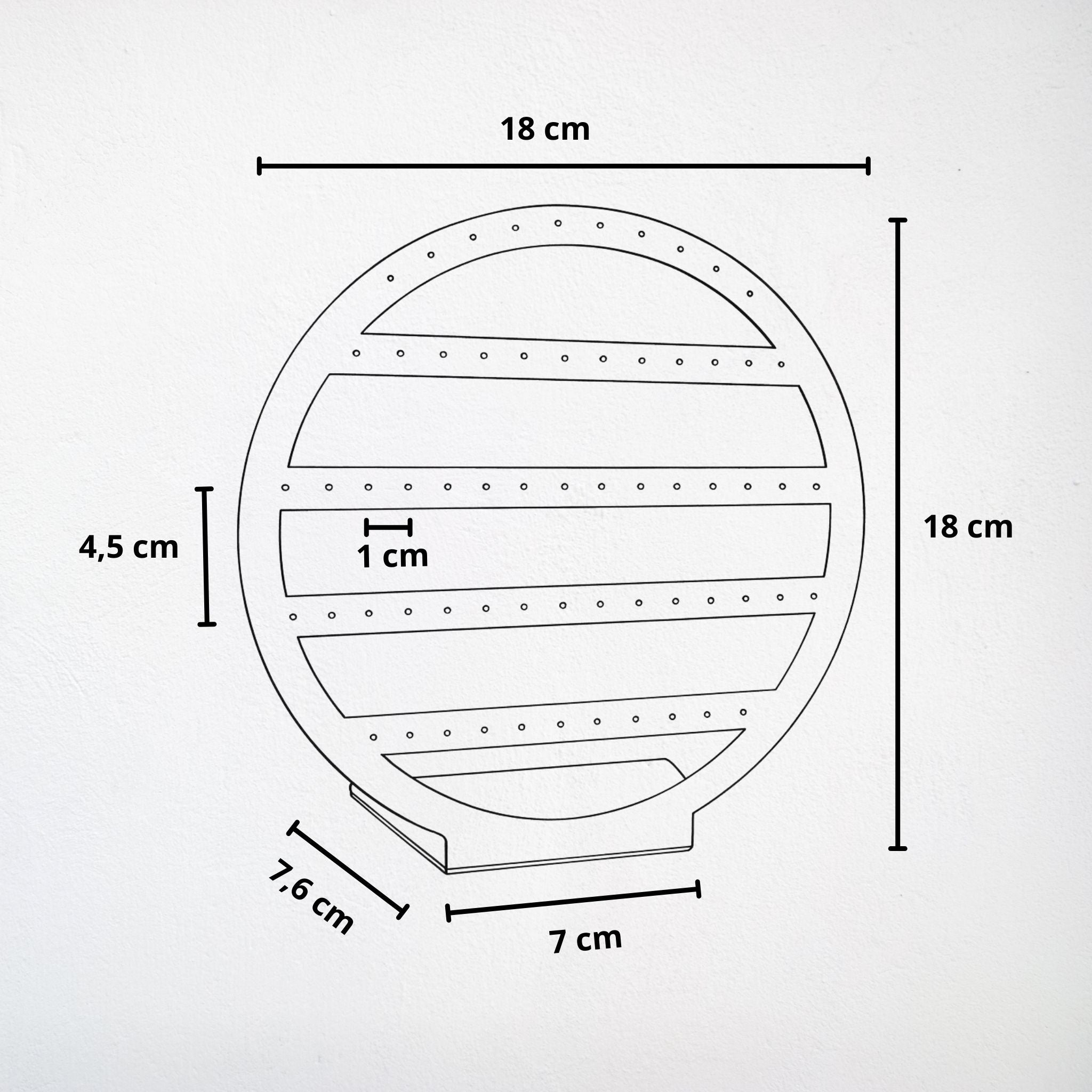 Présentoir forme rond - Acrylique noir - Boucles d'oreilles Précieuse Lucie