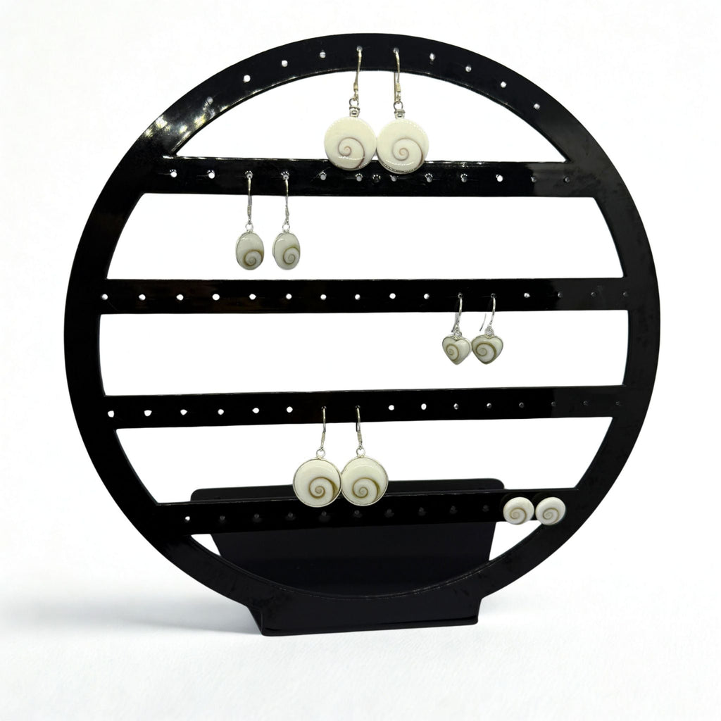 Présentoir forme rond - Acrylique noir - Boucles d'oreilles Précieuse Lucie