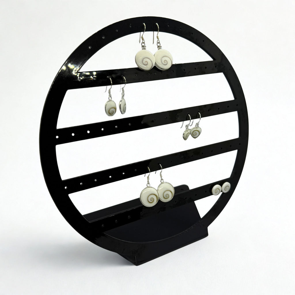 Présentoir forme rond - Acrylique noir - Boucles d'oreilles Précieuse Lucie