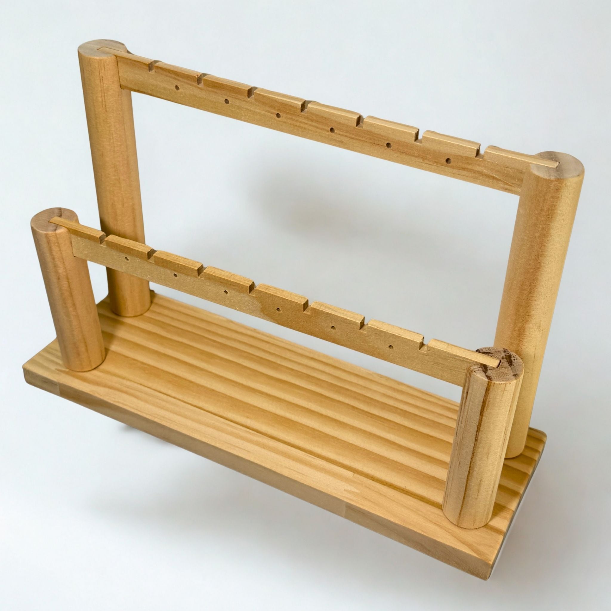 Présentoir Stand - Bois clair naturel 2 niveaux - Boucles d'oreilles