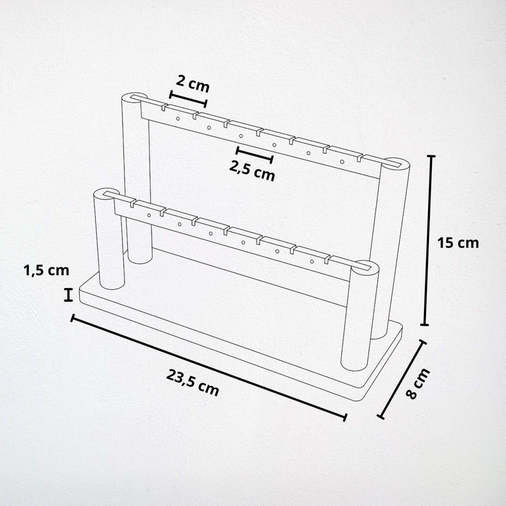 Présentoir Stand - Bois clair naturel 2 niveaux - Boucles d'oreilles