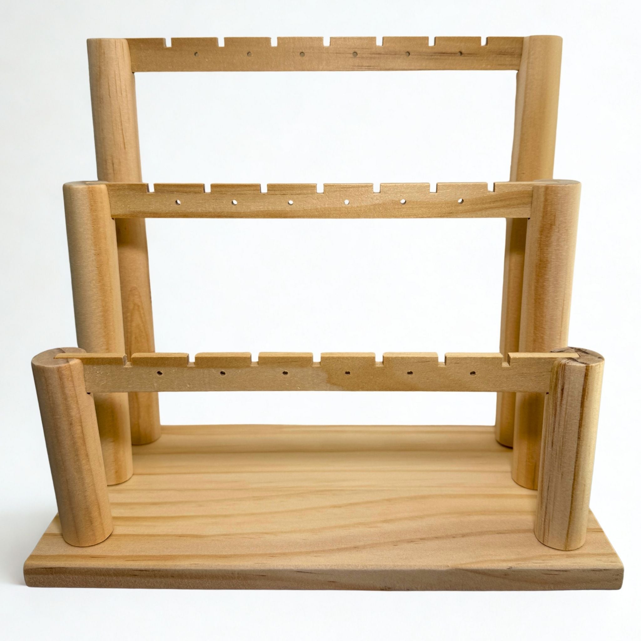 Présentoir Stand - Bois clair naturel 3 niveaux - Boucles d'oreilles