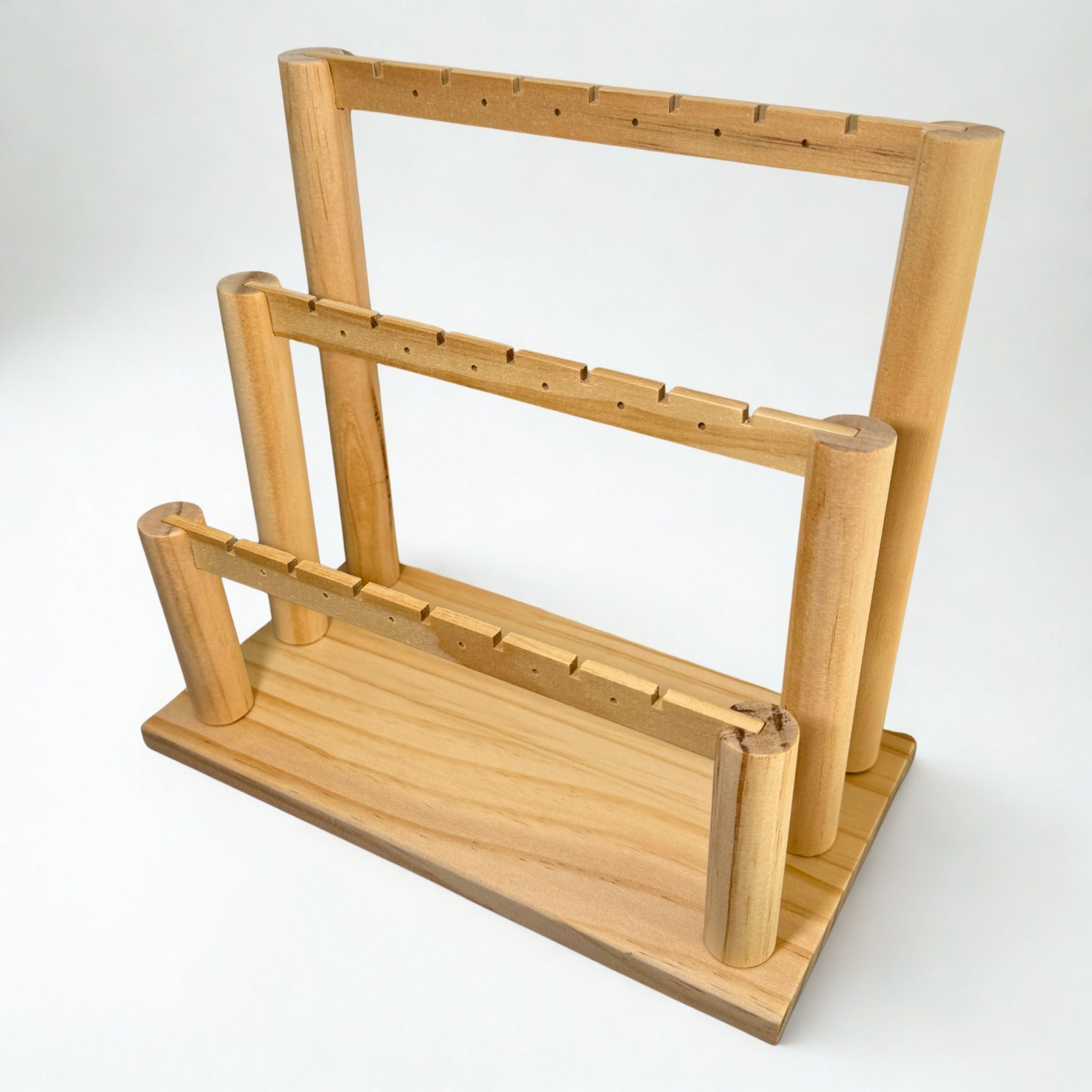 Présentoir Stand - Bois clair naturel 3 niveaux - Boucles d'oreilles