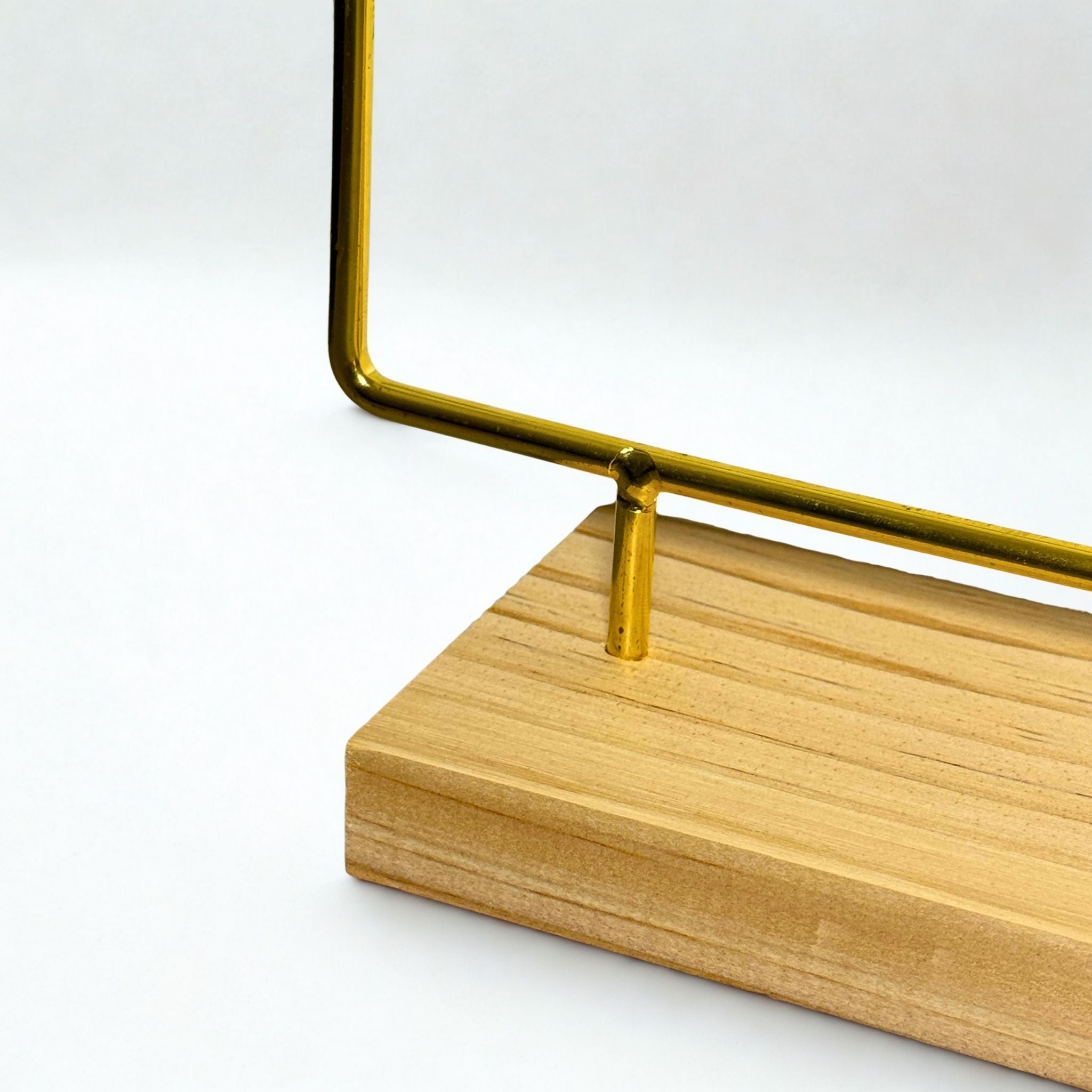 Présentoir - Métal doré et bois clair 2 rangées - Boucles d'oreilles