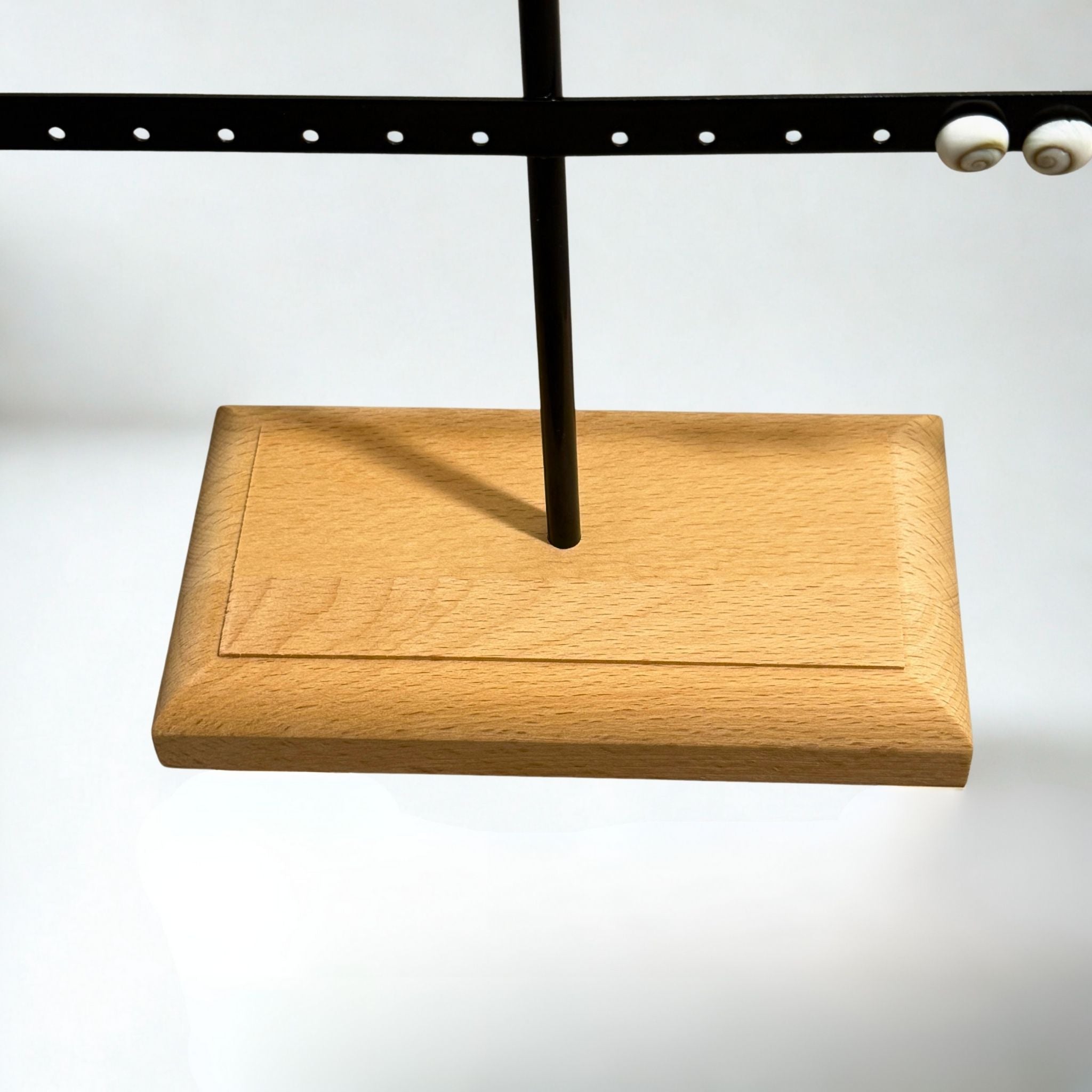 Présentoir - Métal noir et bois - Tige 3 rangées - Boucles d'oreilles