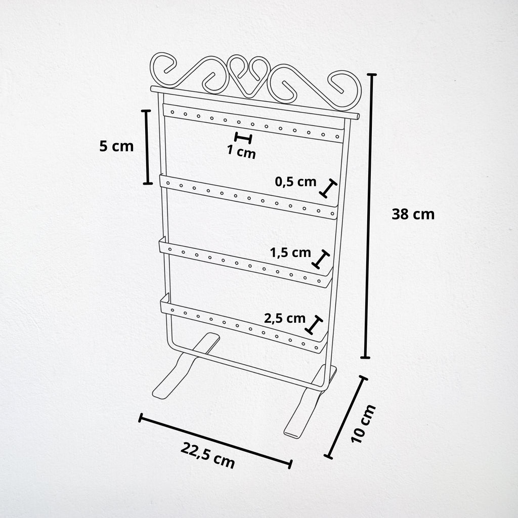 Présentoir Stand - Métal noir 4 niveaux - Boucles d'oreilles
