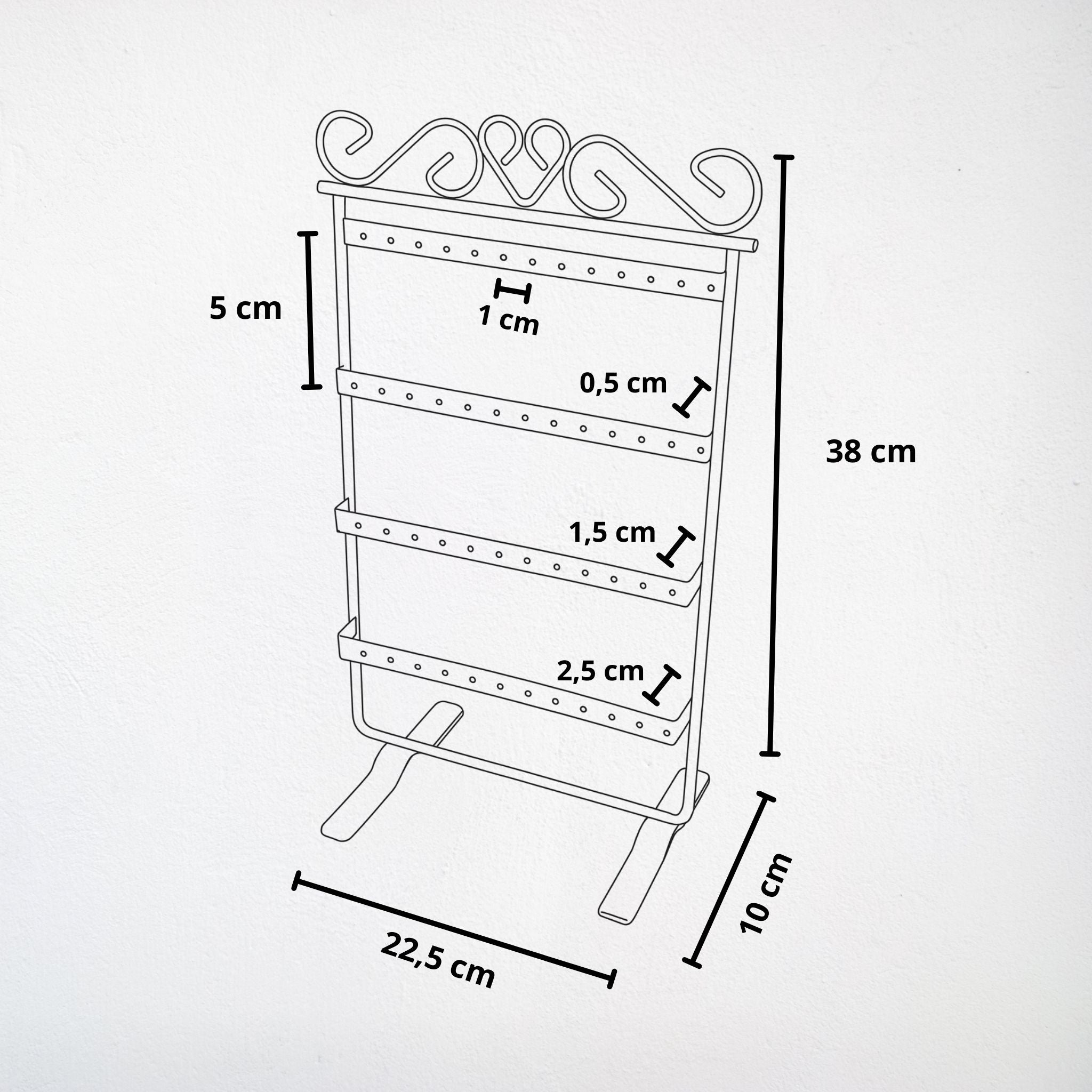 Présentoir Stand - Métal noir 4 niveaux - Boucles d'oreilles