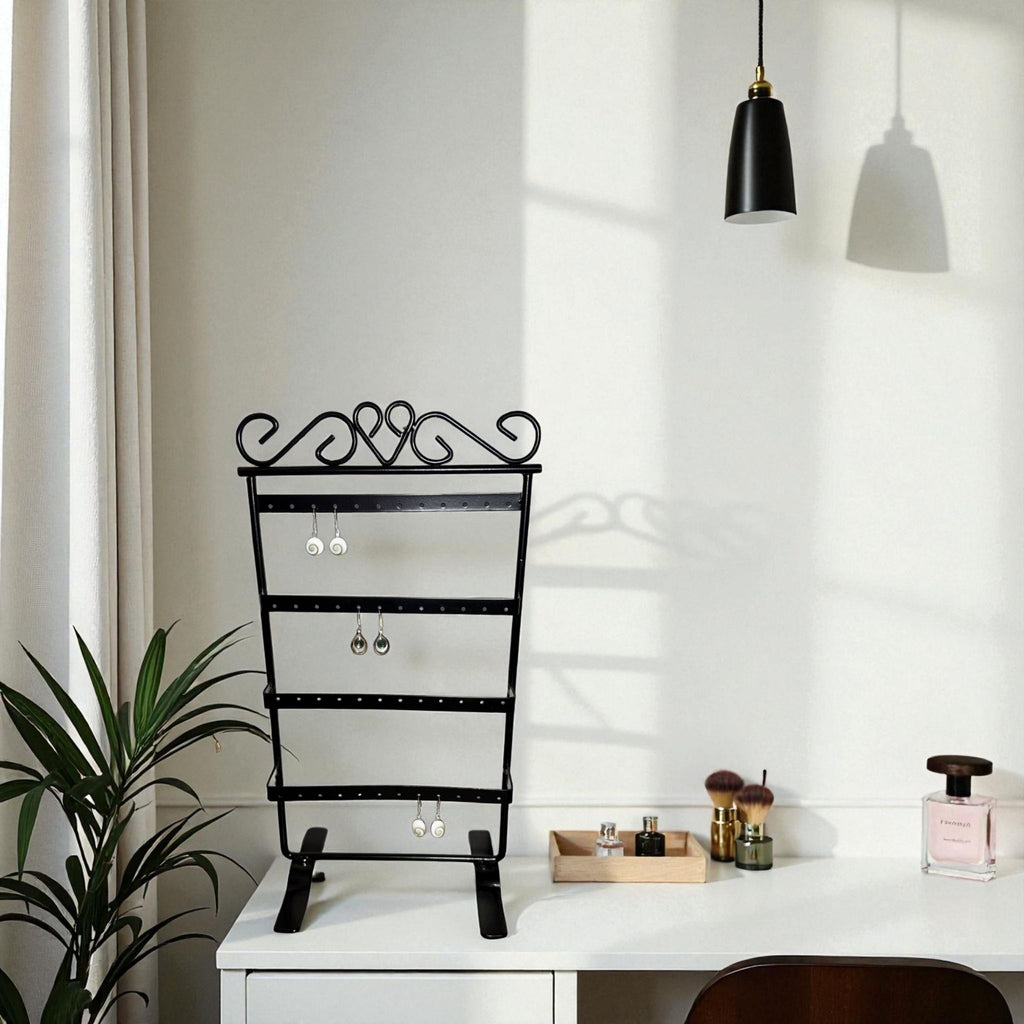 Présentoir Stand - Métal noir 4 niveaux - Boucles d'oreilles