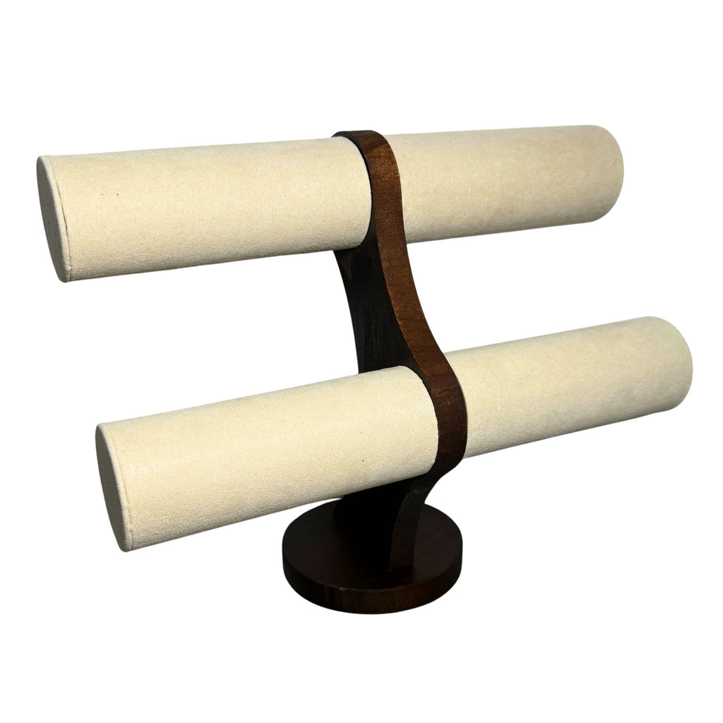 Présentoir Jonc double - Bois suédine beige - Bracelets/montres