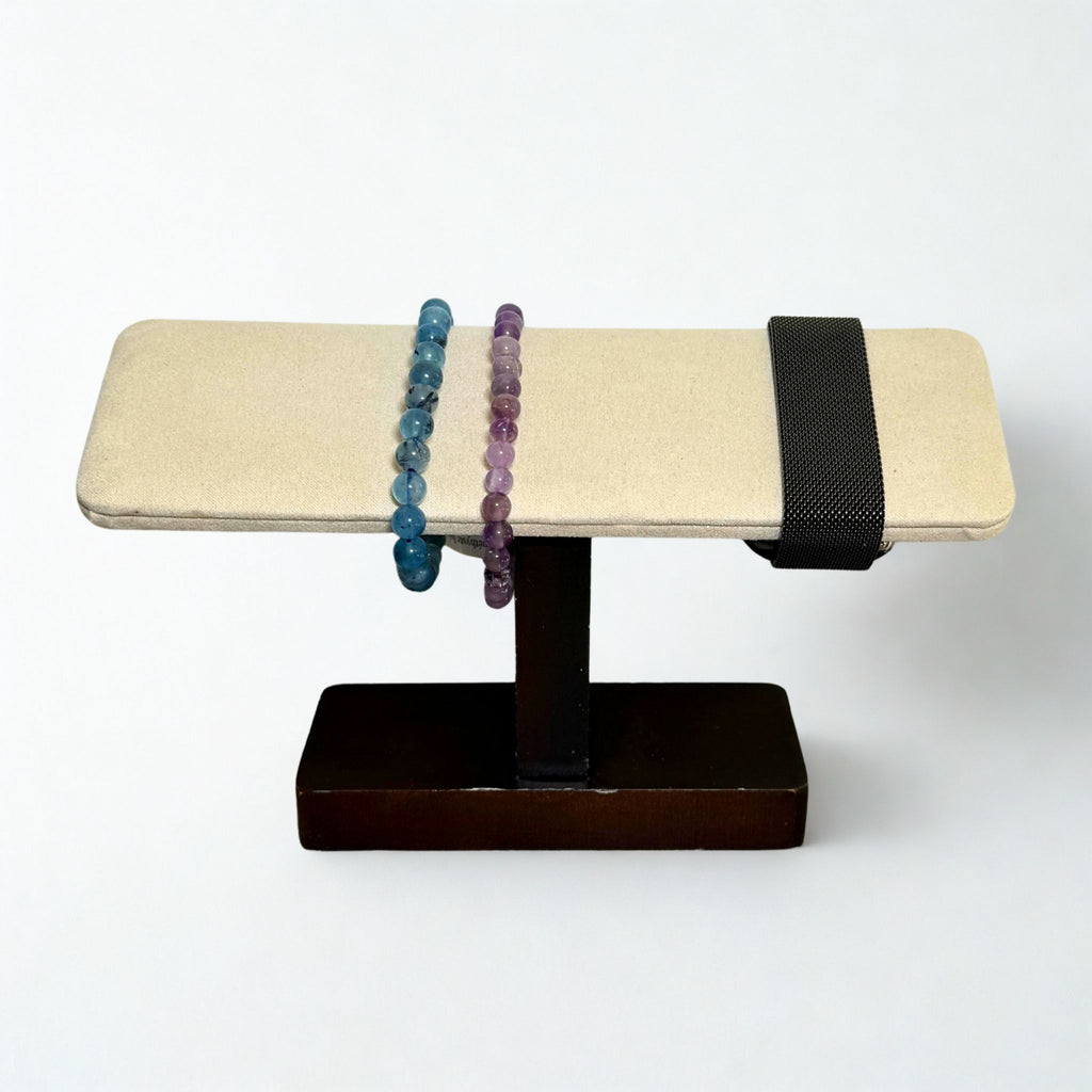 Présentoir Jonc simple - Bois suédine beige - Bracelets/montres