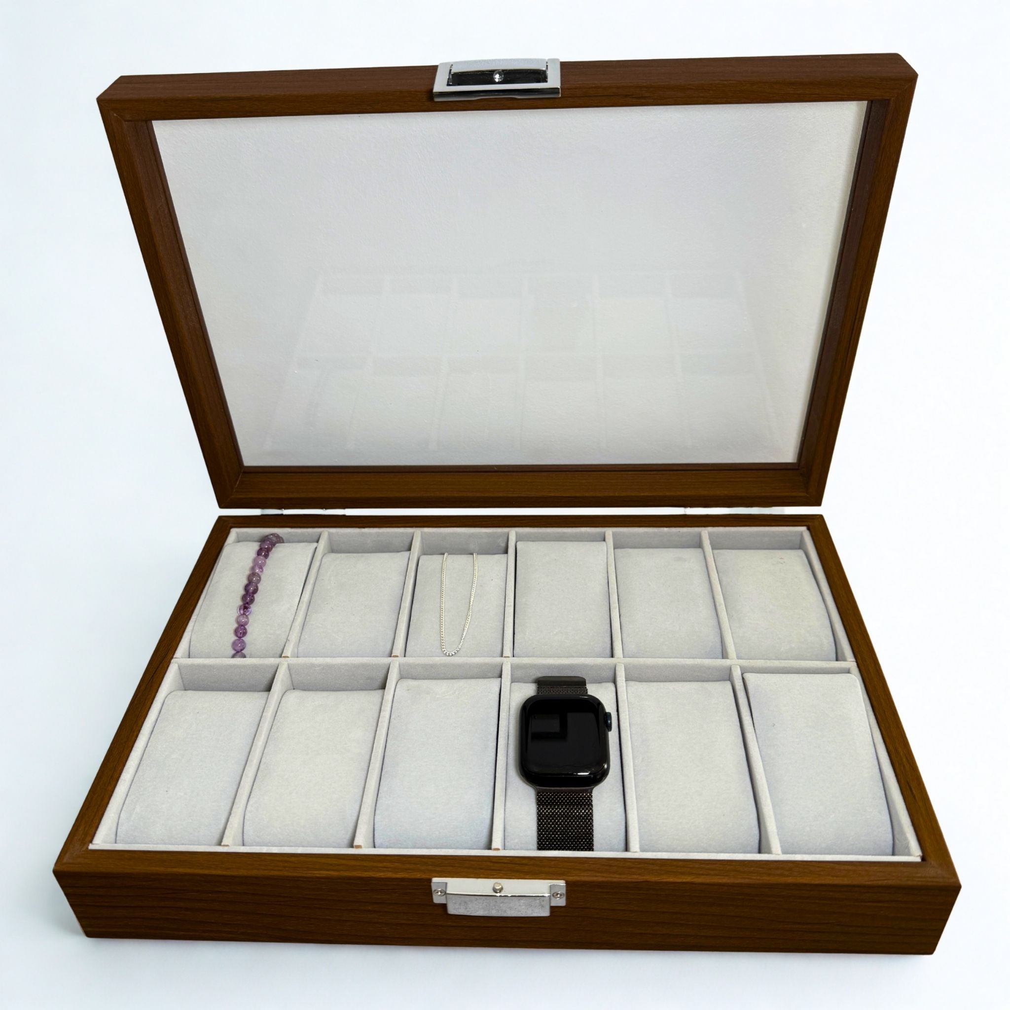 Présentoir Boîte vitrée - 12 emplacements - Bracelets/montres Précieuse Lucie