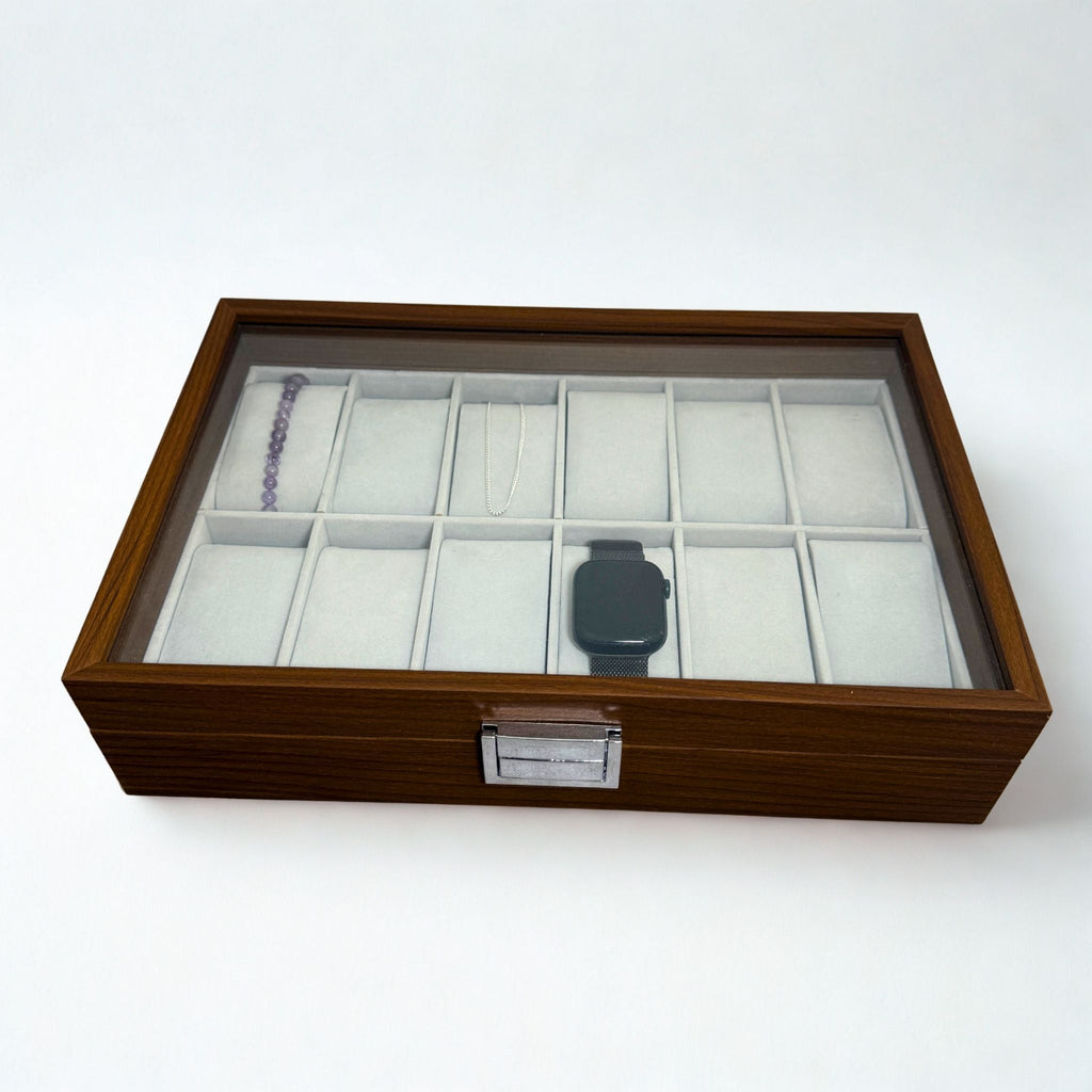 Présentoir Boîte vitrée - 12 emplacements - Bracelets/montres Précieuse Lucie