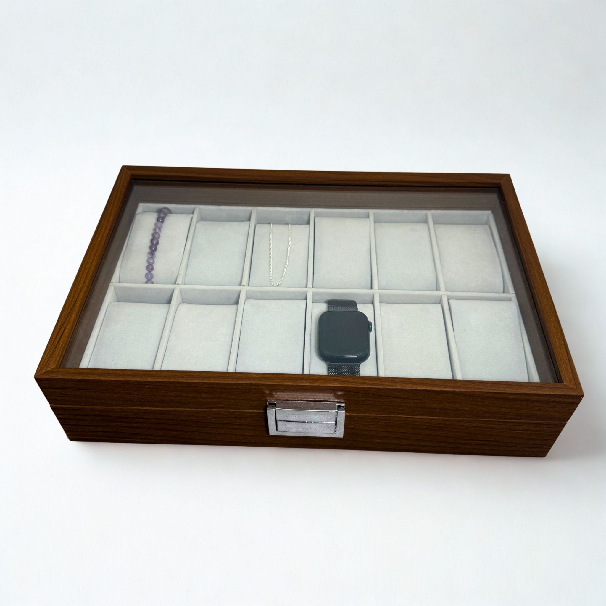 Présentoir Boîte vitrée - 12 emplacements - Bracelets/montres Précieuse Lucie