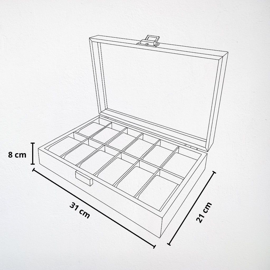 Présentoir Boîte vitrée - 12 emplacements - Bracelets/montres Précieuse Lucie