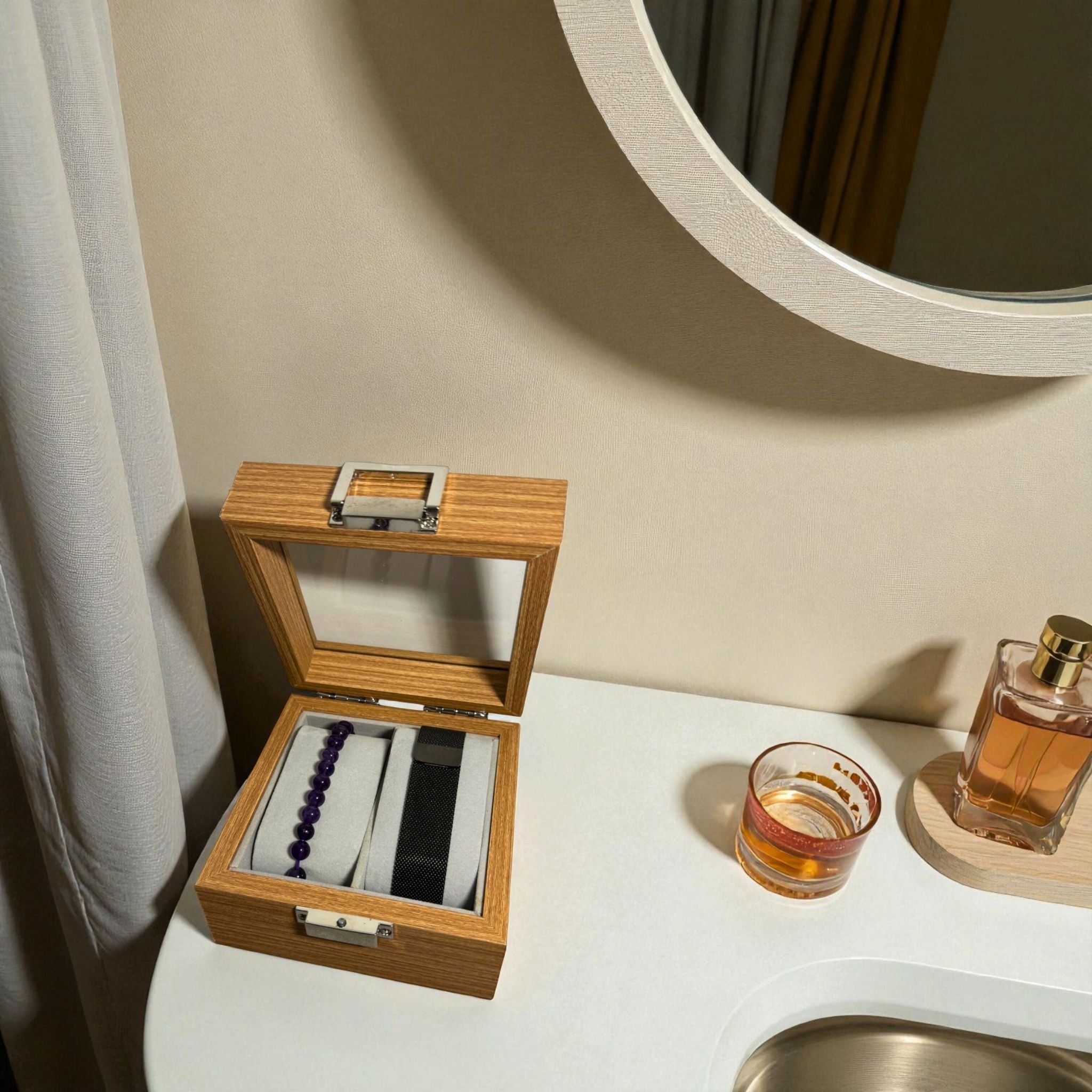 Présentoir Boîte vitrée - 2 emplacements - Bracelets/montres Précieuse Lucie