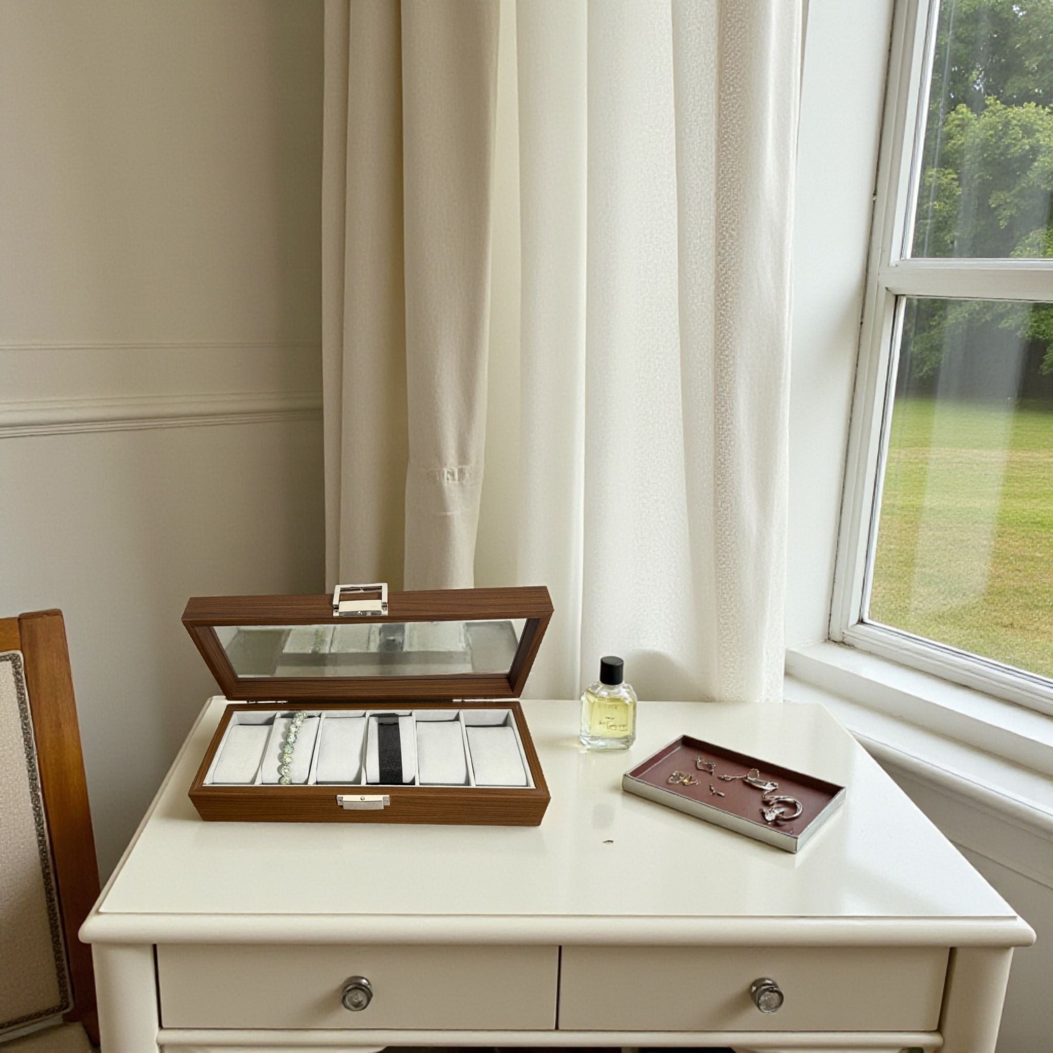 Présentoir Boîte vitrée - 6 emplacements - Bracelets/montres Précieuse Lucie