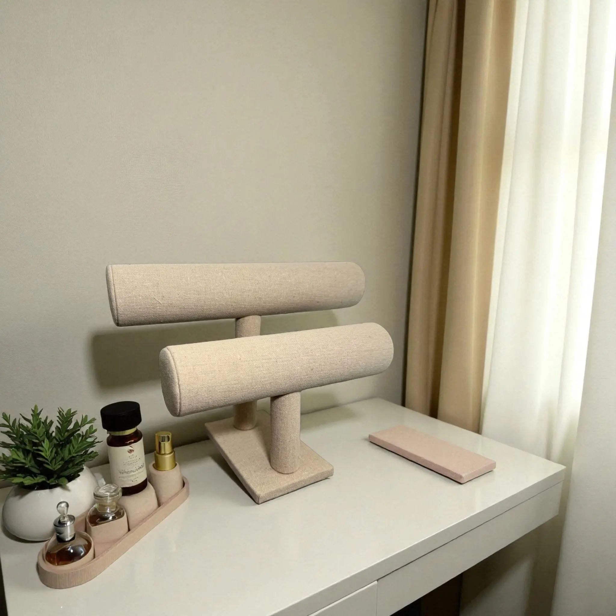 Présentoir Jonc double - Coton beige - Bracelets/montres Précieuse Lucie