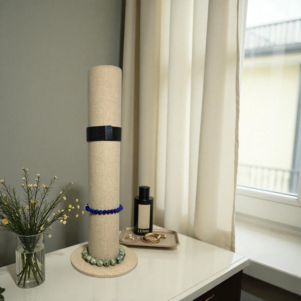 Présentoir Jonc vertical - Coton beige - Bracelets/montres Précieuse Lucie
